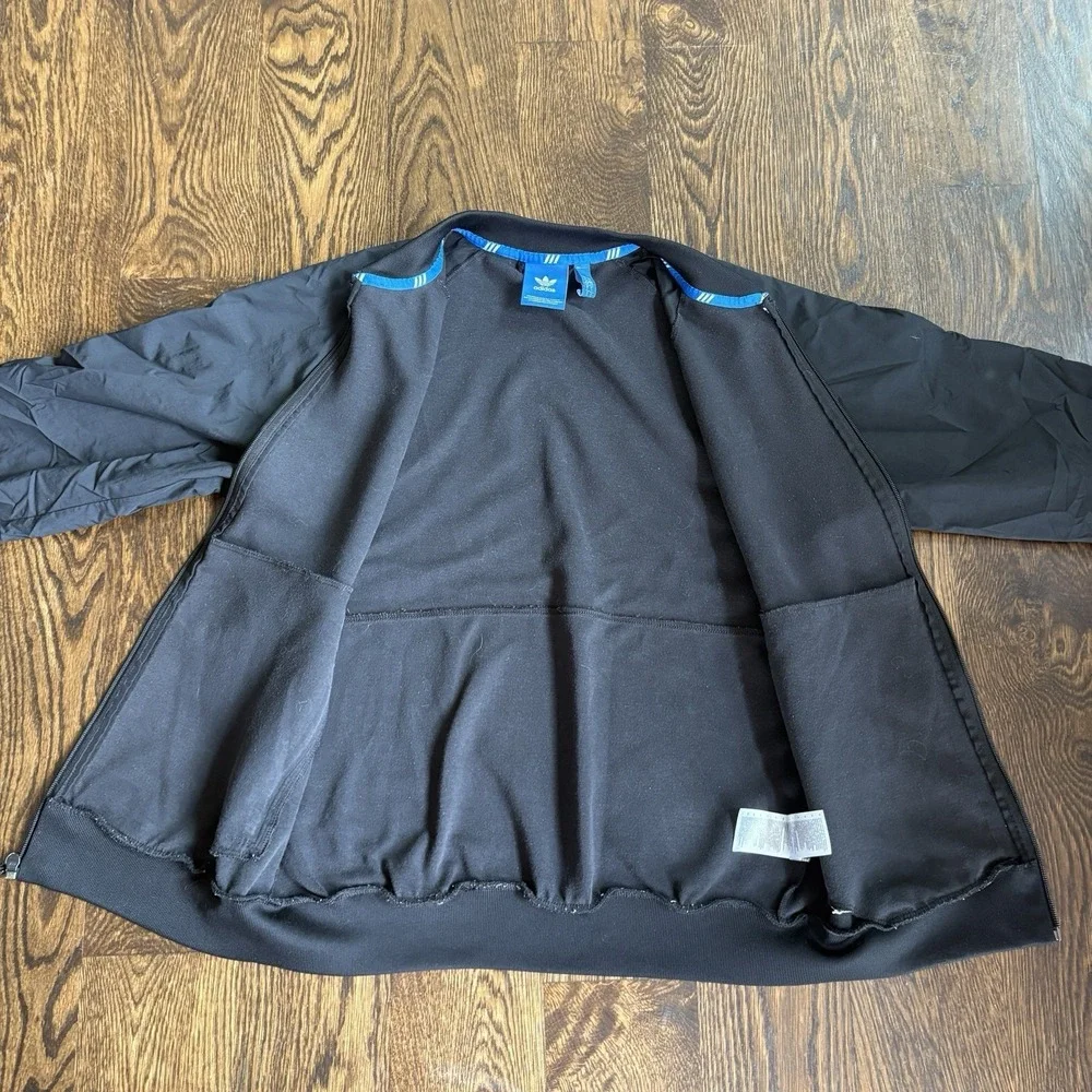 Adidas Originals Mixed Material Bomber Track Jacket Black Mens L Nylon Sleeve